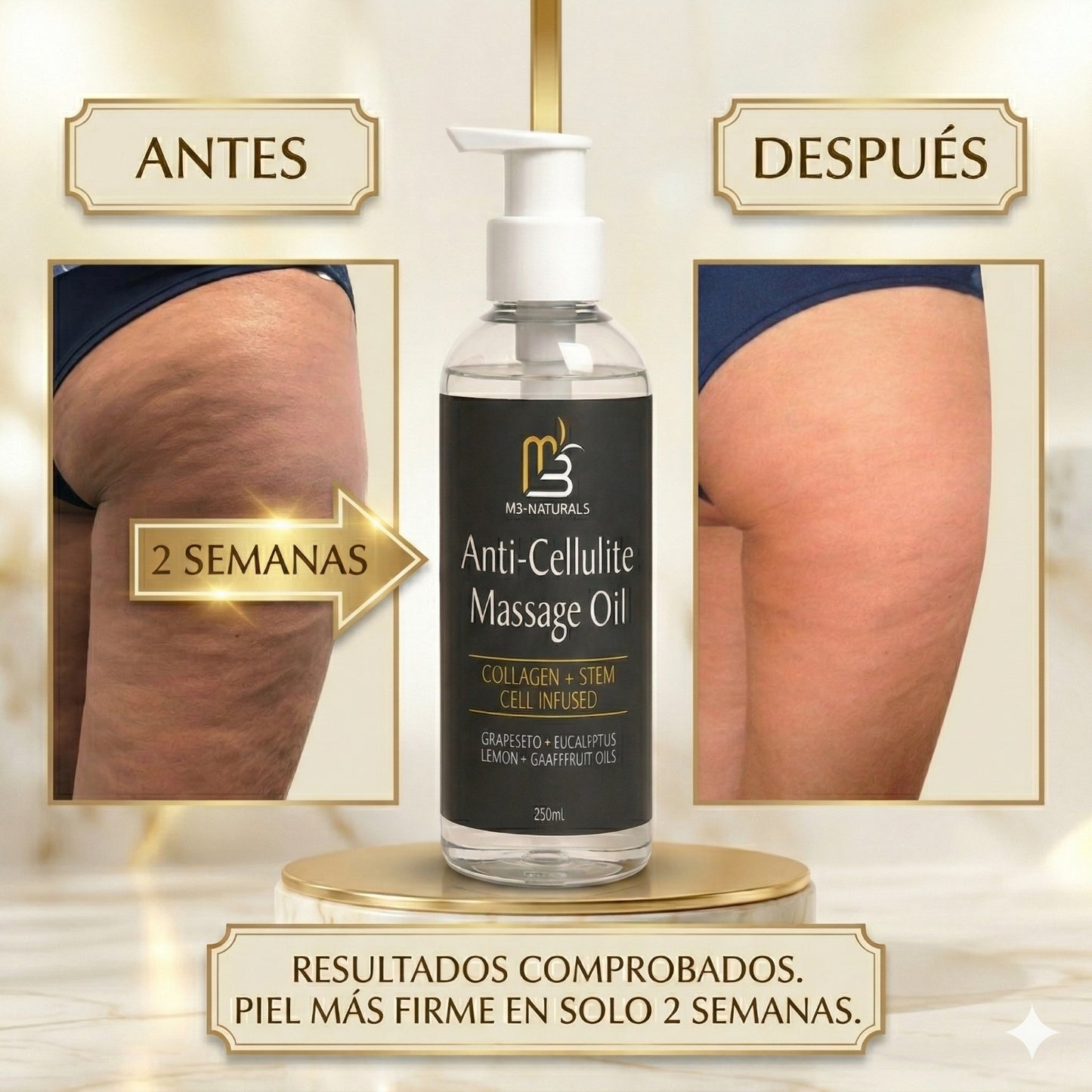 M3 Naturals - Aceite Corporal Anticelulitis – Nutrición y Piel Más Lisa